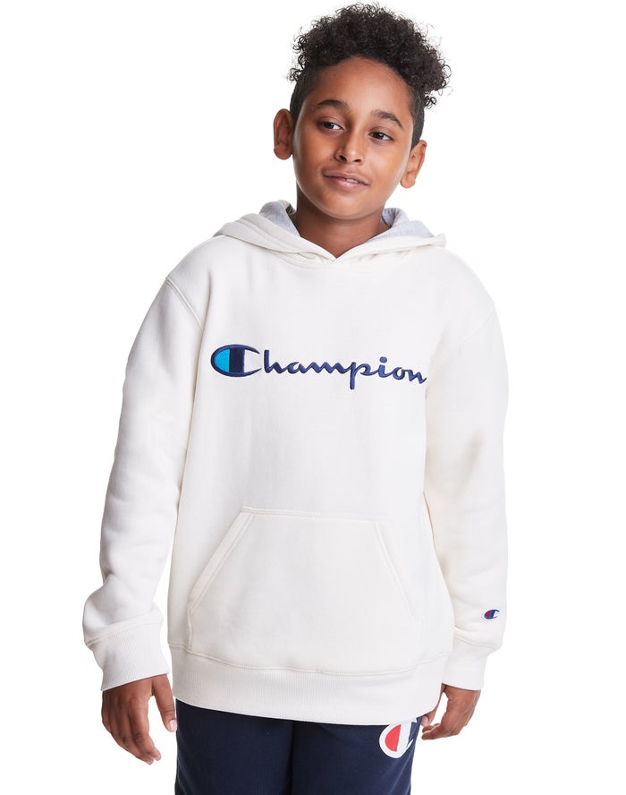 Champion Hoodie Meisjes - Wit - Reverse Weave Embroidered Logo ( 132640-RKL )